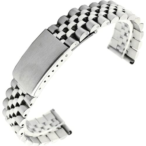18mm 20mm 22mm 24mm Two Tone Solid Links 316L Stainless Steel Silver Brushed Strap Old Style Oyster Bracelet Straight