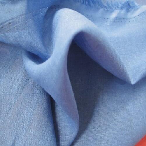 CL11827 Cotton Linen Fabric thin linen fabric for clothes shirt light blue color 140 cm width 10 meters small wholesale