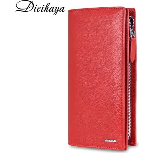 DICIHAYA Fashion Women Wallets Long Style Multi-functional Wallet Coin Purse Zipper Genuine leather Female Clutch Card Holder