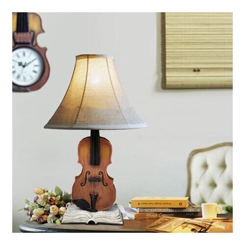 Creative Personality Violin Table Lamp Bedroom Modern Minimalist Girl Childrens Room Lamp Warm Romantic Fashion Bedside Table