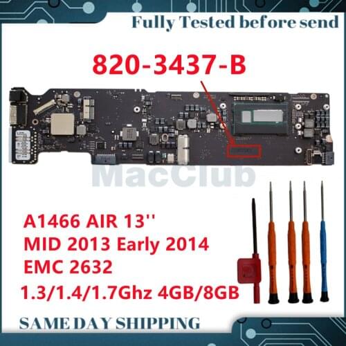 A1466 motherboard for Macbook air 13" A1466 2013 2014 820-3437-B EMC 2632 1.3 1.4 1.7Ghz 4gb 8gb Logic Board mainboard