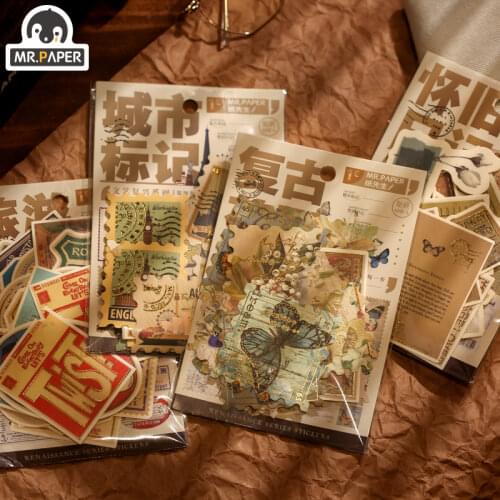 Mr.Paper 4 Design Renaissance Series Sticker Pack Laser Hot Stamping Sticker Mini Decoration DIY Decorative Sticker Pack