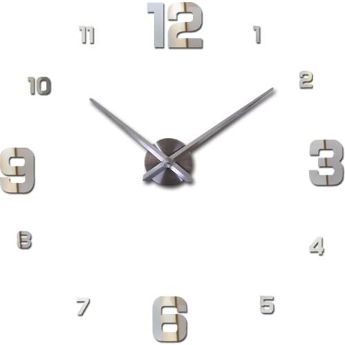 New wall clocks acrylic circular mirror diy clock reloj de pared home decor quartz watch living room europe wall stickers