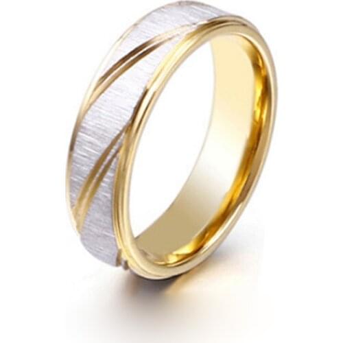 6mm Gold Color wedding band couple rings for men and women Russia Style Emery matte titanium steel jewelry finger ring