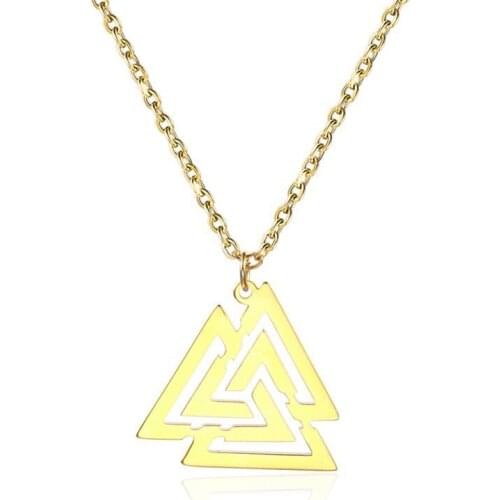RIR Valknut Necklace Viking Symbol Stainless Steel Jewelry Triangles Pendant Emblem Amulet Talisman Charm Norse Sign