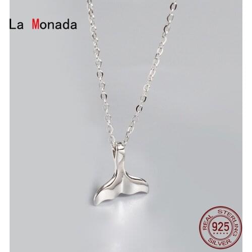 La Monada Womens Necklace 925 Silver Chains Woman On Neck Dolphin Fish Tail Pendant Fine Jewelry For Women Necklace Silver Girl