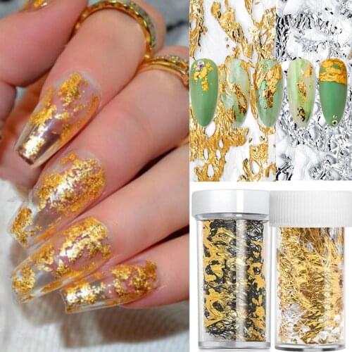 1Pcs/box Nails 3D Mesh Nail Art Foil Transfer Irregular Glitter Sticker Decals Manicure Design Gold Silver Nail Foils Decoration
