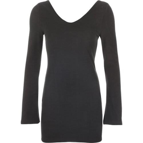 Sexy exposed bones V-neck slim-fit bag hip long-sleeved A-line dress 2021 early autumn European and American new womens clothin