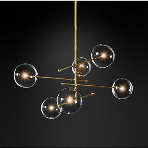 Postmodern LED chandelier ceiling living room hanging lights home fixtures Nordic dining room pendant lamps Glass ball lighting