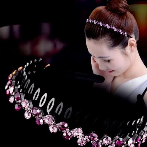 Hairbands Non-slip Bezel Colorful Rhinestone Flower Water Ripple Hair Hoop Headband for Women Hair Band Hair Accessories