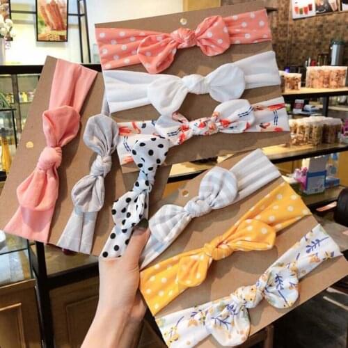 3Pcs/Set Floral Dot Bowknot Hair Band Colorful Boho Newborn Toddler Headband For Kids Birthday Gift Photo Props Hair Accessories