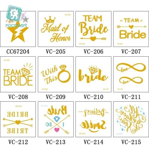 Rocooart Gold Team Bride Temporary Tattoo Stickers For Body Art Flash Taty Diamonds Xmas Fake Tattoo Women Tatouage Face Tatoo