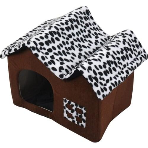 Luxury High-End Double Pet House Brown Dog Room 50x40x35cm