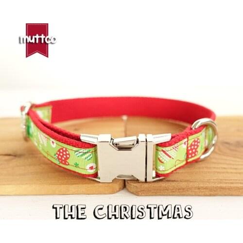 MUTTCO retailing unique design MERRY CHRISTMAS design dog collar 5 sizes UDC011