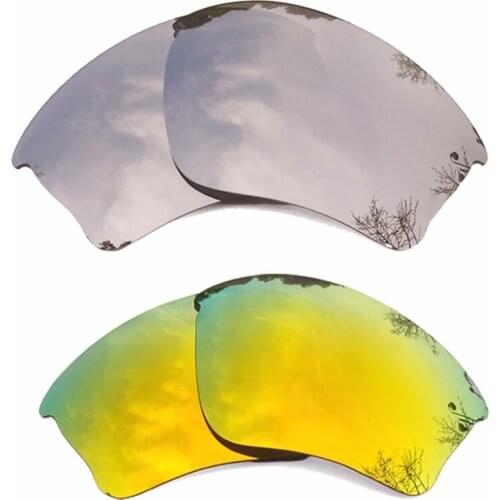 Silver Mirrored & 24K Gold Mirrored Polarized Replacement Lenses for Half Jacket XLJ Frame 100% UVA & UVB