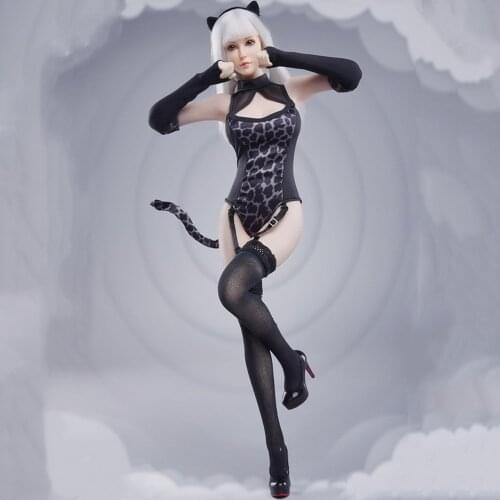 1/6 FG072 Sexy Female Japanese Cartoon Leopard Pattern Conjoined Suit Seamless Stockings Accessory Model for 12'' Action Figure