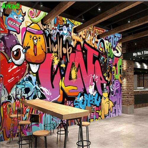 Modern creative art childrens room creative street personality graffiti mural wallpaper living room home decoration custom size