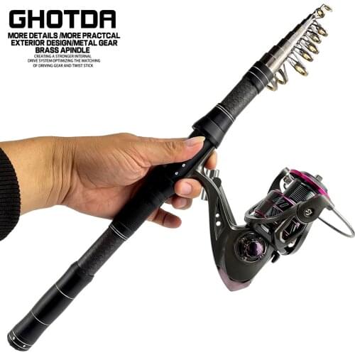 Spinning Reel And Rod Combo 1.8m 2.1m 2.4m 2.7m 3.0m Short Rock/Sea Fishing Pole 13BB Metal Spool Fishing Reel