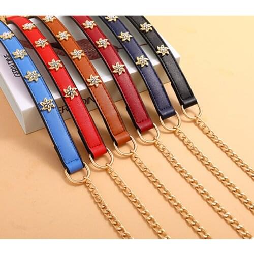 Chain bag strap with flowers handbags accessories leather handbags shoulder straps shoulder slung wide shoulder strap 2018 new