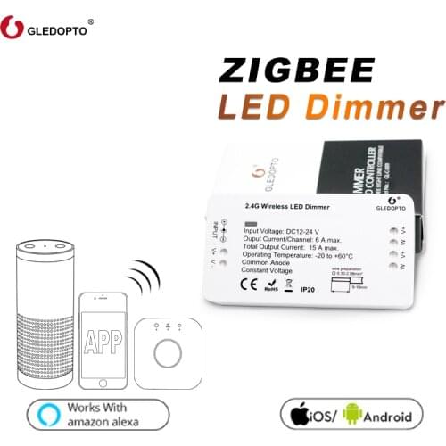 GLEDOPTO Smart Led Controller Dimmer ZIGBEE Strip Controller DC12/24V Zll Standard Led App Voice Control Work With Echo Plus