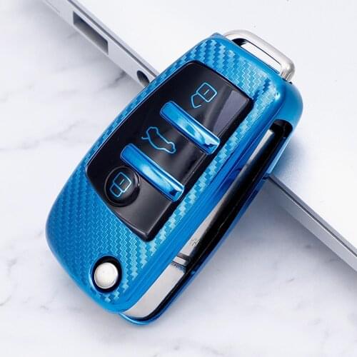 Car Full Cover Key Case Shell TPU Carbon Fiber Styling Auto Styling Holder Accessories For Audi C6 R8 A1 A3 A4 A5 Q7 A6 C5 A7 A8
