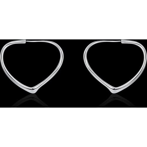 Fashion Silver color heart hoop earrings women jewelry charm Valentines Day gift dress accessories boucle d'oreille femme