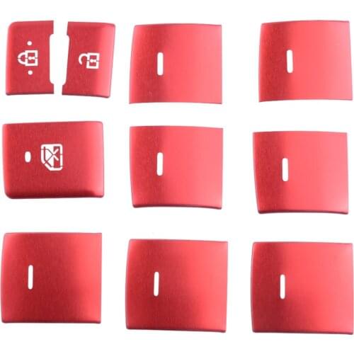 10Pcs/Set Red Aluminum Alloy Car Window Lift Switch Button Cover Trim Fit For Toyota CHR C-HR 2018 2019 2020 2021 Accessories