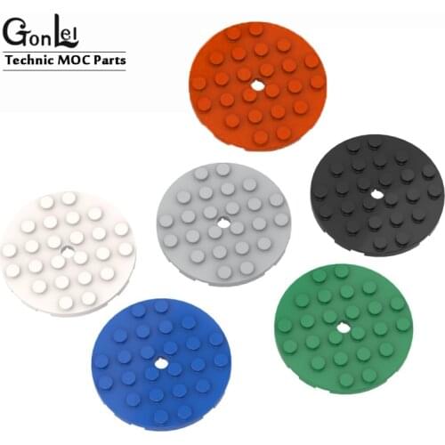 10Pcs/lot Plates Round and Dishes 11213 Plate Round 6 x 6 with Hole MOC Building Blocks Bricks DIY Education Toys Parts Gifts