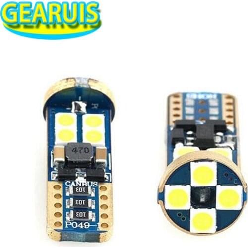 100pcs Car 12V-24V T10 canbus 12 SMD 3030 No Error 168 W5W Turn Side License Plate Light Parking Clearance Bulbs White Red Amber