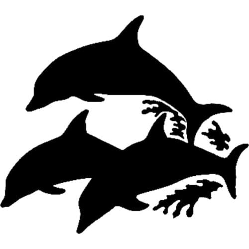 13.8cm*12.2cm Family Of 3 Dolphins Creative Car Sticker Vinyl Decal Black/Silver S3-5477