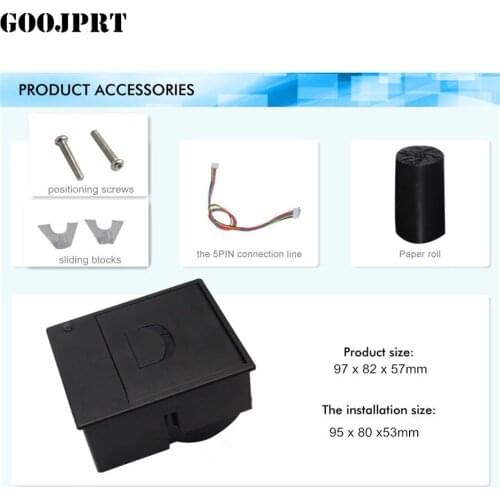 2 inch embedded printer thermal panel ticket printer 50mm diameter big paper storehouse support TTL RS232 USB interface