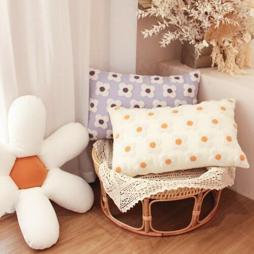 2pcs Cotton Flower Throw Pillow Cover Dotted Pillow Case Art Cushion Cover For Living Room Home Decoration Embroidery Pillowcase