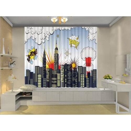3D blackout Curtains for living room Bedroom Customized Hot sale of the city building Window Cortinas Drapes Rideaux pillowcase