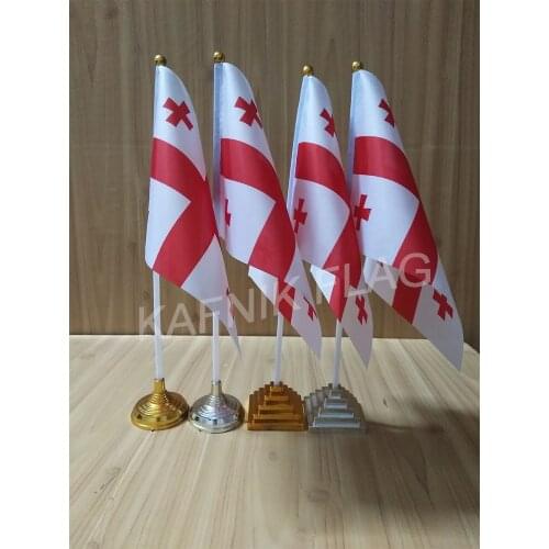 KAFNIK,5/10pcs a lot Georgia table desk flag banner 14*21cm flag /Plastic flags or suction cups for your choice free shipping