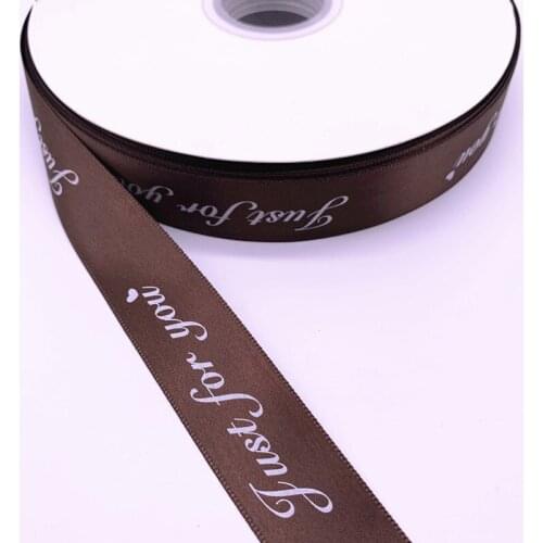 5yards 10 20 25 38mm Printed "just for you" Polyester Ribbons for Wedding Christmas Party Decorations DIY Bow Craft Ribbons #06