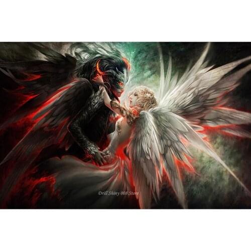 5D DIY Full Diamond Painting "angel demon love" 3D Square/Round Cross Stitch Embroidery Mosaic Wall Sticker Home Decor Gifts