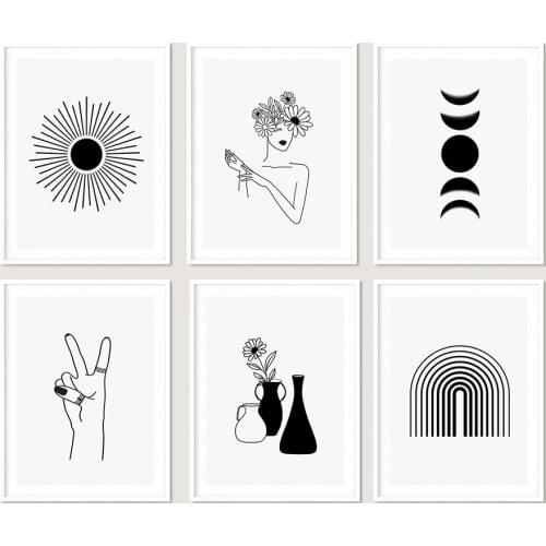 Abstract Art Picture Black and white Home Decor Canvas Painting Wall Art Woman Line Drawing Posters and Prints for Living Room