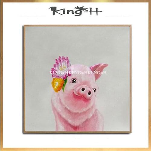 Abstract Art Handpainted Pig Oil Painting Modern Animals on Canvas For Living Room Decor Wall Art Wall Pictures Craft