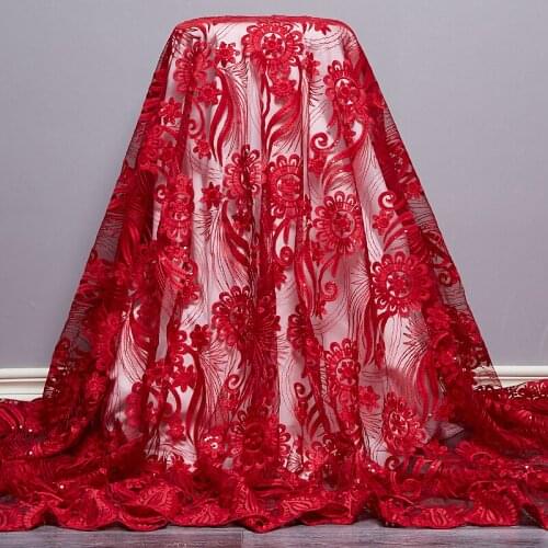 African Lace Fabric 2021 High Quality Lace French Sequins Tulle Nigerian Diy Sewing Flowers Embroidery Dersses For Women A 2559