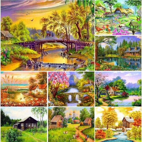 Diamond Mosaic DIY 5D Diamond Painting Full Square Scenery Cross Stitch Diamond Embroidery landscape Rhinestones Home Decoration