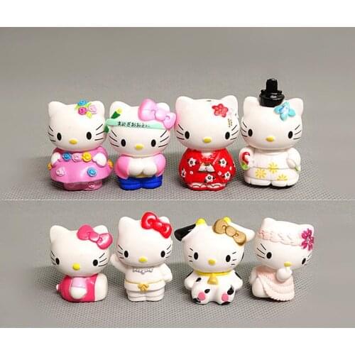 Animation Toy Hellokittys Figures 5cm Cute Cats Creative Birthday Gift 8pcs/set Collection Ornaments PVC Model Toy