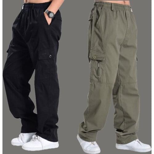 2021 Winter Men Cargo Pants Thick Elastic waist Trousers Military Casual Cotton Tactical Mens Pants Militaire Homme Large size