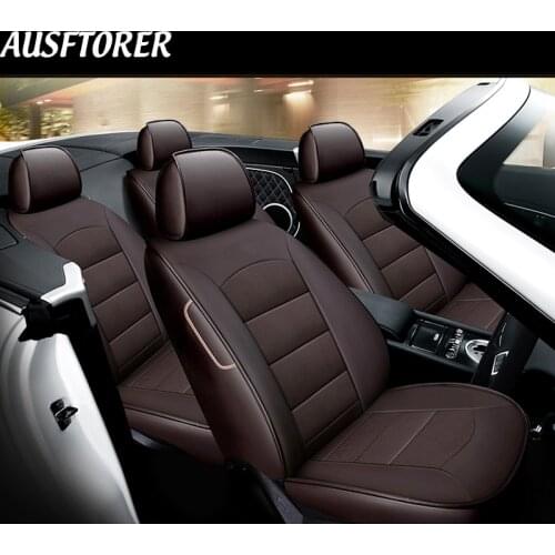 AUSFTORER Genuine Leather Seat Covers for Volkswagen VW Scirocco 2009-2017 Automobiles Seat Cover Custom Made Auto Accessories