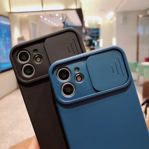 Liquid Silicone Case For iPhone 11 12 Pro Max 8 7 Plus XR XS X Max SE Camera Lens Push Pull Protective Cover for iphone 11