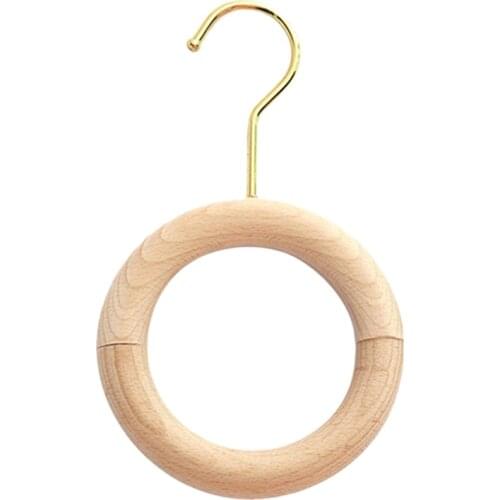 Wooden Ring Hanger Clothing Store 360 Rotating S-Shaped Round Scarf Ring Multifunctional Tie Holder Home Decoration