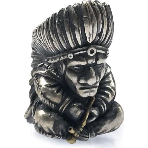 EDC Brass Indian Knife Pendant Copper Indian Chief Knife Paracord Beads Parachute Drop Pendant Pendant Bracelet Accessories Tool