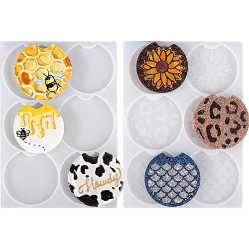 Car Coaster Resin Mold Silicone Epoxy Resin Casting Mold DIY Art Craft Eco-Friendly Sturdy Auto Cup Holder Drink Coasters Molds