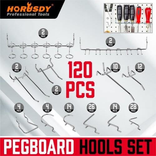 HORUSDY 120-Piece Pegboard Hooks, Pegboard Accessories, Pegboard Hooks Assortment for Organizing Various Tools