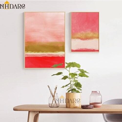 NHDARC Pure Color Abstract Nordic Pink Ins Style Home Decoration Painting Canvas Print Painting Poster Bedroom Living Room Decor