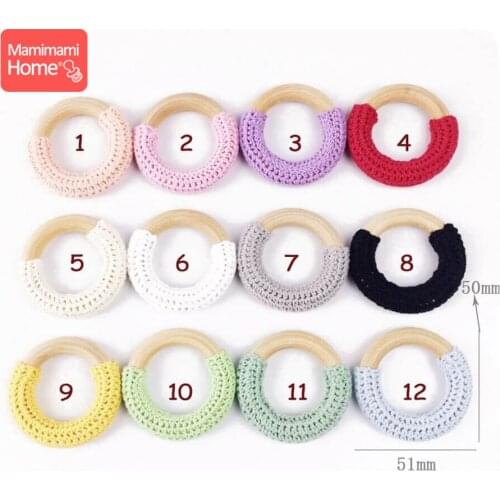 20pc 50mm baby wooden teether ring toys Crochet rattle DIY pendant Wood Blank Circles Baby Bite Ring Nurse Gift ChildrenS Goods